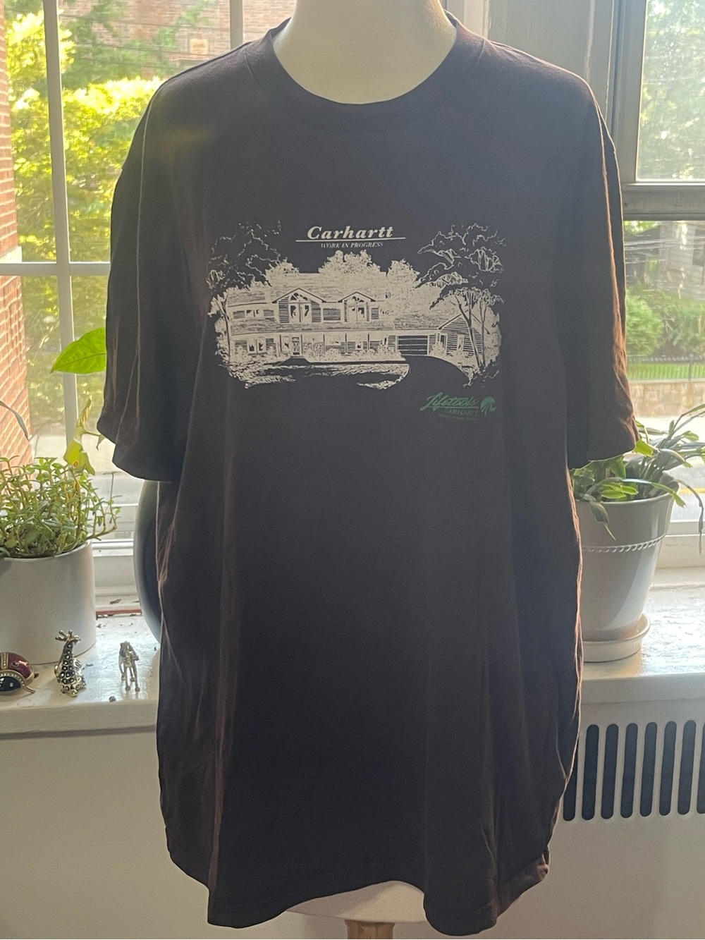 Carhartt Brown Tee with White & Green House Graphic